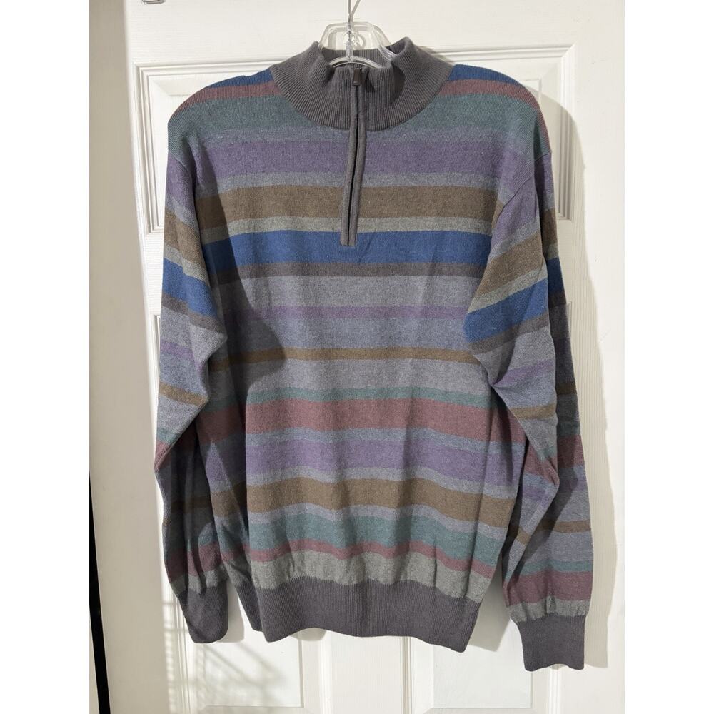 Peter Millar 1/4 Zip Long Sleeve Sweater Sz M Striped Italy